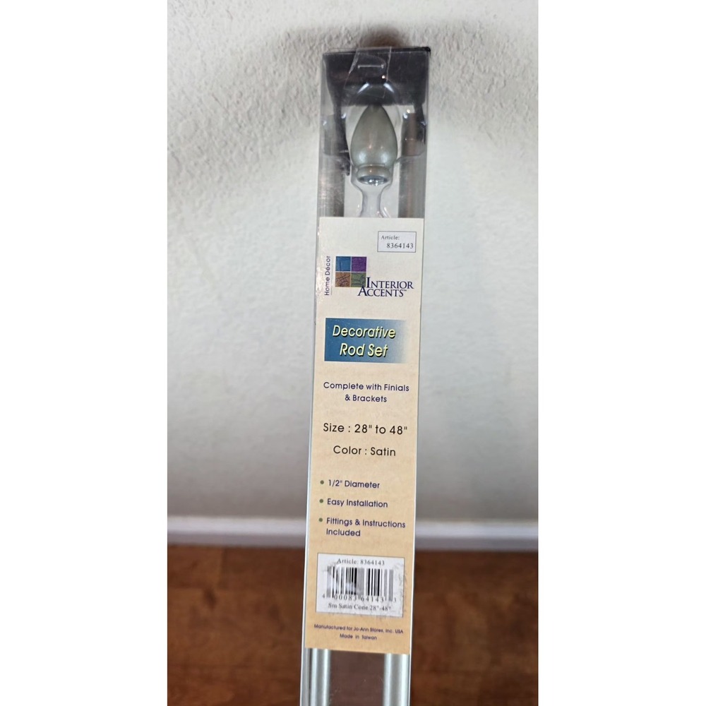 Interior Accents Satin‎ Gray Cone Curtain Rod  28-48" Decorative Drapery Single